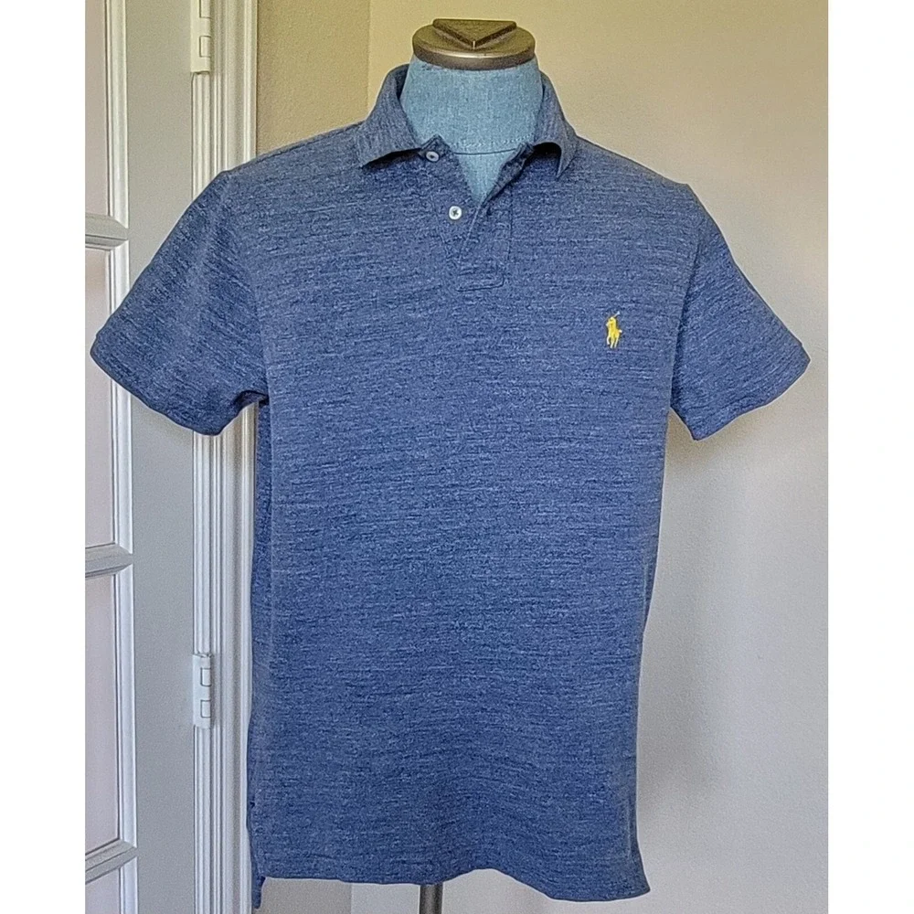 Ralph Lauren Men's Blue Preppy Long Tail Casual Short Sleeve Polo Shirt Sz XL